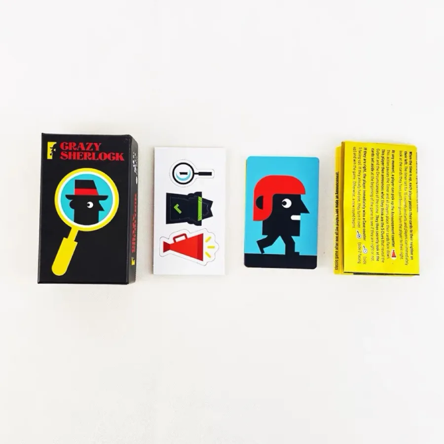 Hộp game, token và lá bài Crazy Sherlock