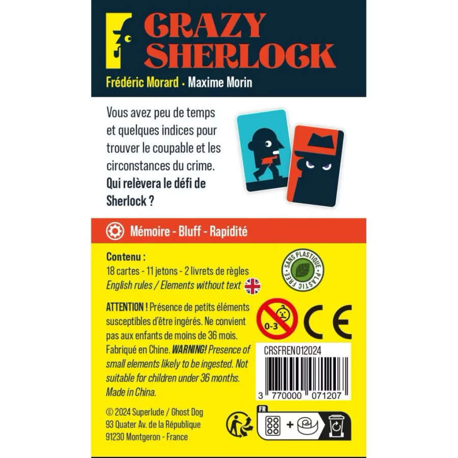 Mặt sau hộp game Crazy Sherlock